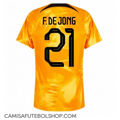 Camisa de time de futebol Holanda Frenkie de Jong #21 Replicas 1º Equipamento Mundo 2022 Manga Curta